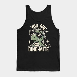 You Are Dino-Mite | Cute baby Dinosaur wearing Glasses | Dinosaur Puns Tank Top